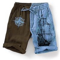 Voor heren Korte broek Zomer korte broeken Strandshorts Trekkoord Elastische taille 3D-afdrukken Grafisch Kleurenblok Boot Ademend Zacht Korte Casual Dagelijks Feestdagen Streetwear Hawaii Lightinthebox