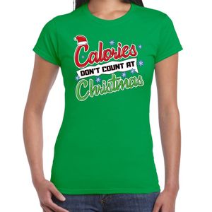 Fout kerstshirt groen calories dont count Christmas voor dames