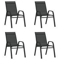 vidaXL Tuinstoelen stapelbaar 4 st textileen stof zwart - thumbnail