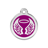 Angel Wings Purple roestvrijstalen hondenpenning medium/gemiddeld dia. 3 cm - Reddingo