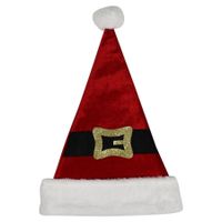 Kerstmuts rood met kerstman riem voor volwassenen 30 x 45 cm - thumbnail