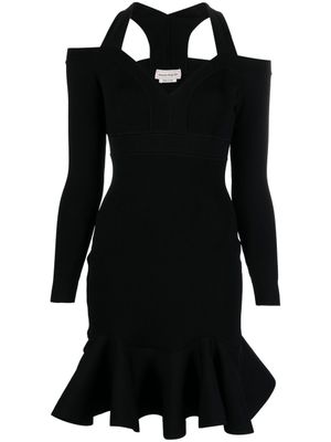 Alexander McQueen robe courte en maille à col v - Noir