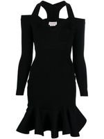 Alexander McQueen robe courte en maille à col v - Noir