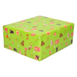 5x Inpakpapier/cadeaupapier Sinterklaas print groen   -
