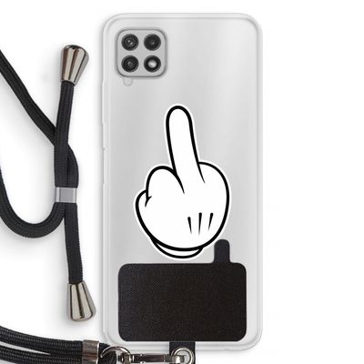 Middle finger white: Samsung Galaxy A22 4G Transparant Hoesje met koord