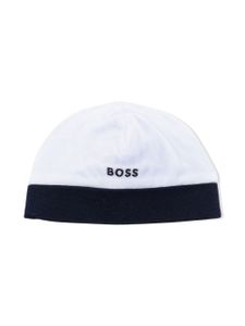 BOSS Kidswear bonnet à logo brodé - Bleu