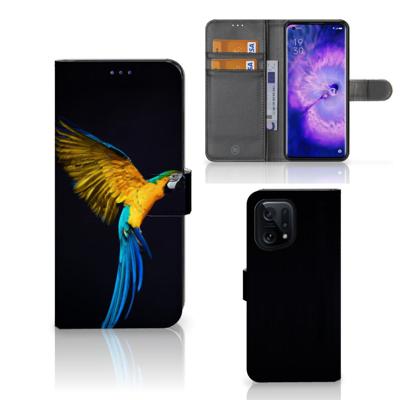 OPPO Find X5 | Telefoonhoesje | Met pasjeshouder | Papegaai