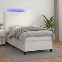 Boxspring met matras en LED kunstleer wit 90x200 cm