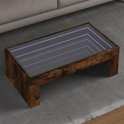 Salontafel met Infinity LED 90x50x30 cm gerookt eikenkleurig