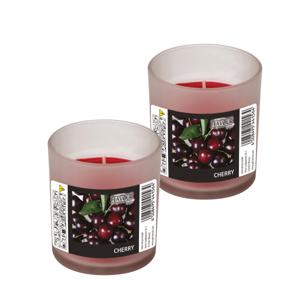 Conpax Candles Geurkaars - 2x - in glas - Cherry aroma - 8 branduren - 7 x 8 cm