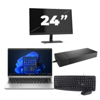 HP ProBook 440 G10 - Intel Core i3-13e Generatie - 14 inch - 16GB RAM - 256GB SSD - Windows 11 Home + 1x 24 inch Monitor