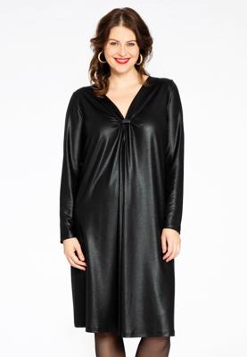 Yoek Jurk pleated SHINE | Zwart | Maat 58/60