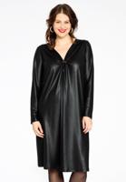 Yoek Jurk pleated SHINE | Zwart | Maat 54/56