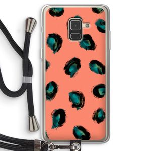 Pink Cheetah: Samsung Galaxy A8 (2018) Transparant Hoesje met koord
