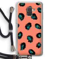 Pink Cheetah: Samsung Galaxy A8 (2018) Transparant Hoesje met koord