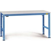 Manuflex LU4163.5012 ESD ESD-werktafel universele standaard achtergrond tafel met rubber schijf, bxdxh = 2500 x 1200 x 760-870 mm Lichtblauw (RAL 5012)