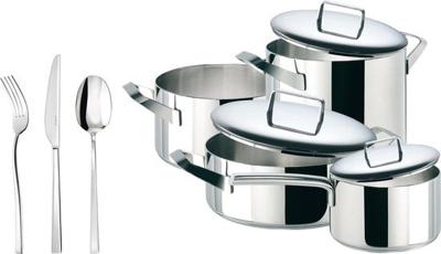 Sambonet Pannenset met Bestekcassette + deksels - Zilver - 7 Delig