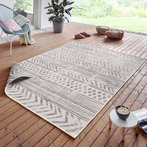 Dubbelzijdig vloerkleed Biri Crème - 160x230cm - Grijs Bohemian Vloerkleed - 123vloerkleed.nl
