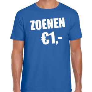 Fun t-shirt zoenen 1 euro blauw voor heren