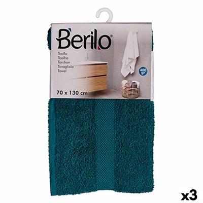 Badhanddoek Berilo 89674 Blauw 80 % katoen 20 % Polyester 70 x 130 cm (3 Stuks)