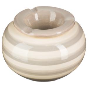 Terras asbak/stormasbak - rond - keramiek - 12 x 8 cm - grijs/wit - Buiten asbakken