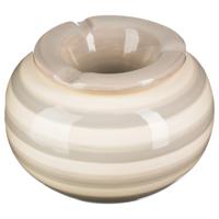 Terras asbak/stormasbak - rond - keramiek - 12 x 8 cm - grijs/wit - Buiten asbakken