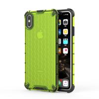 Schokbestendige honingraat PC + TPU beschermhoes voor iPhone XS Max (groen)