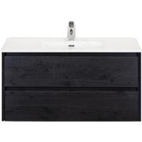 Dante Badmeubelset 100 cm - Black Oak - Keramische Wastafel Wit Cover