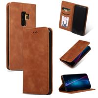 Retro huid feel Business magnetische horizontale Flip lederen case voor Samsung Galaxy S9 plus (bruin)