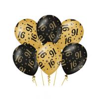 16 jaar Leeftijd verjaardag feest ballonnen - 24x stuks - zwart/goud - 30 cm- Feestartikelen