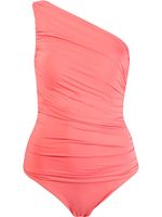 Brigitte one shoulder draped swimsuit - Jaune - thumbnail