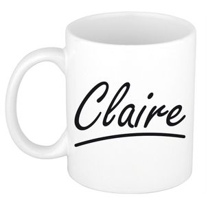 Naam cadeau mok / beker Claire met sierlijke letters 300 ml   -