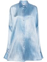 Ermanno Scervino chemise en soie à imprimé jean - Bleu