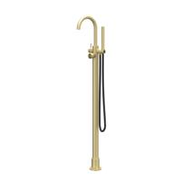 Badmengkraan IVY Concord Vrijstaand Met Draaibare Uitloop Slang 150 cm En Staaf Handdouche Geborsteld Mat Goud PVD Badmengkraan IVY Concord Vrijstaand Met Draaibare Uitloop Slang 150 cm En Staaf Handdouche Geborsteld Mat Goud PVD