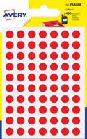 Avery PSA08R ronde markeringsetiketten, diameter 8 mm, blister van 490 stuks, rood