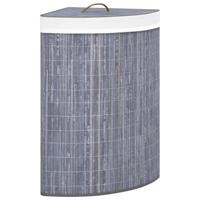 VidaXL Hoekwasmand 60 l bamboe grijs