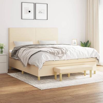 Boxspring met matras stof crèmekleurig 180x200 cm