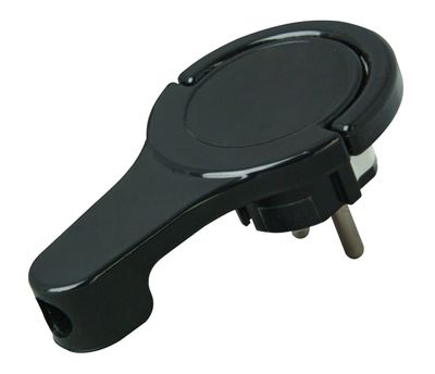 Design platte stekker zwart met handige trekring