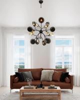 Hanglamp zwart goud met 18 G9 fittingen By Rydens Turno