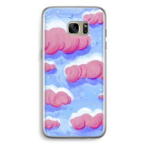 Roze wolken met vogels: Samsung Galaxy S7 Edge Transparant Hoesje