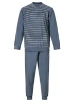 Warme heren pyjama badstof - Peet - Winter pyjama met boordjes