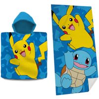 Pokemon set bad cape/poncho en strand/badlaken - voor kinderen - Pikachu - Badcapes - thumbnail