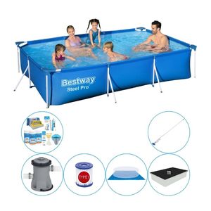 Bestway Steel Pro Rechthoekig Zwembad - 300 x 201 x 66 cm - Blauw - Inclusief Pomp en Accessoires