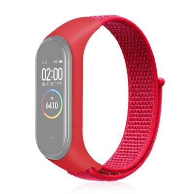 Slimme horloge nylon geweven polsband horloge band voor Xiaomi mi band 3/4 (rood)