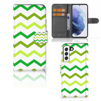 Samsung Galaxy S22 Telefoon Hoesje Zigzag Groen - thumbnail