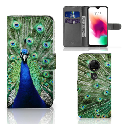 Motorola Moto G7 | G7 Plus | Telefoonhoesje | Met pasjeshouder | Pauw