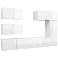 The Living Store TV-meubelset TV-kasten - spaanplaat - hangend - opbergruimte - eenvoudig te reinigen - hoogglans wit -