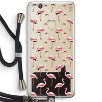 Flamingoprint groen: Huawei Ascend P10 Lite Transparant Hoesje met koord
