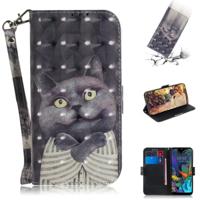 3D schilderij Embrace kat patroon gekleurde tekening horizontale Flip lederen case voor LG K50 met houder & kaartsleuven & portemonnee