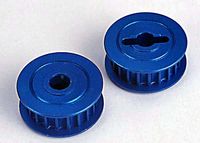 Pulleys, 20-groove (middle)(blue-anodized, light-weight aluminum) (2)/ flanges (2) - thumbnail